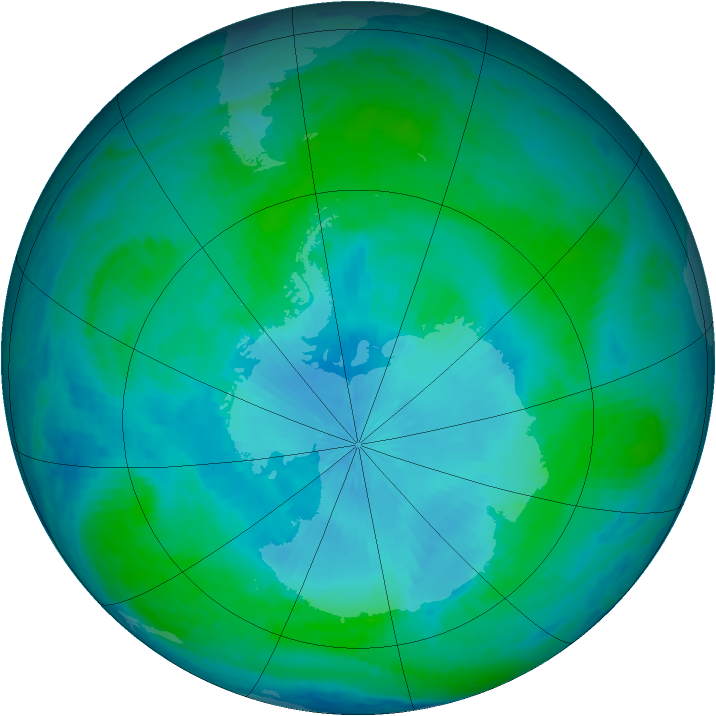 Antarctic ozone map for 06 February 2001